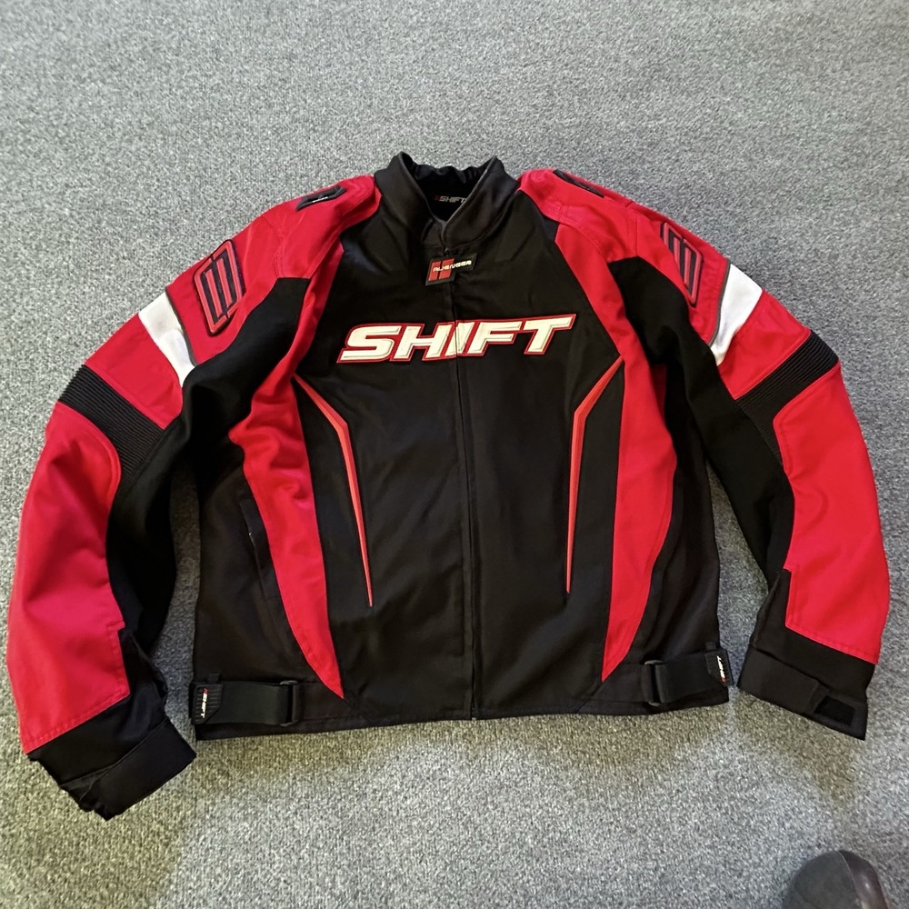 Shift Avenger Jacket Mens 2XL Black Red Motorcycle Riding Textile Armor Biker
